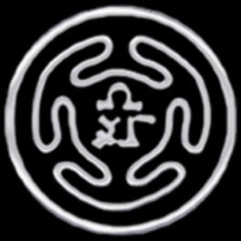 Purgatory Knights circular Celtic knot emblem with cross symbol